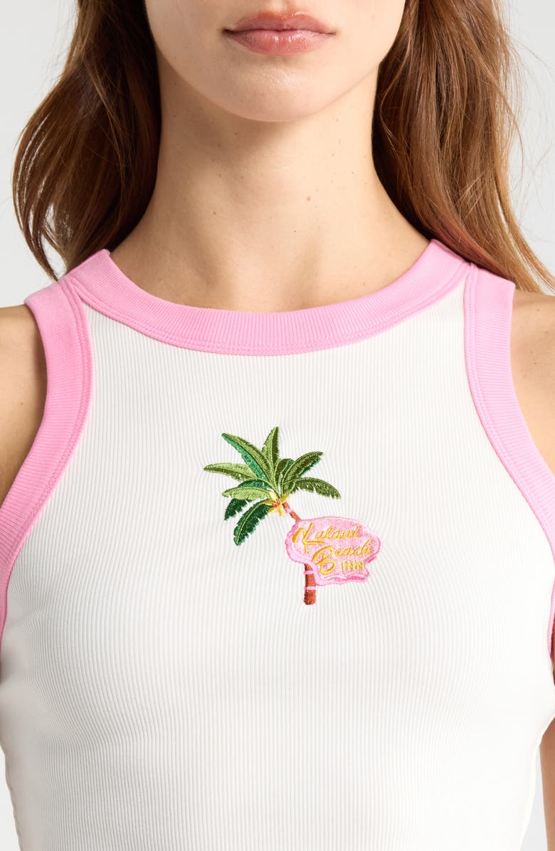 Kulani Kinis Embroidered Crop Cover-Up Tank Top, Alternate, color, White/ Island Rose
