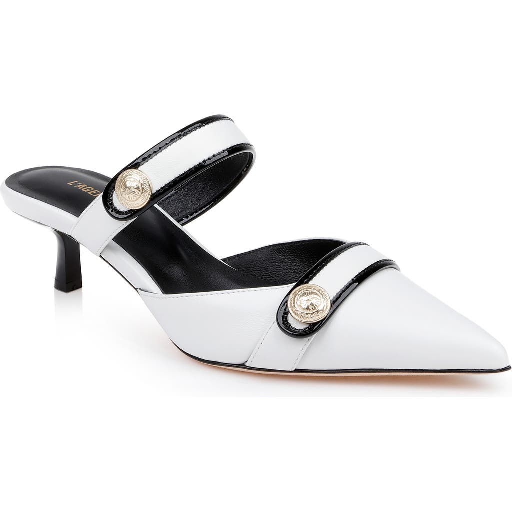 L AGENCE L'AGENCE GILLIANE MARY JANE POINTED TOE KITTEN HEEL MULE