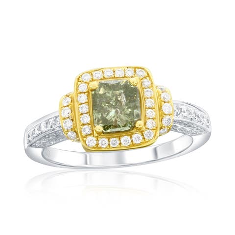 14K White & Yellow Gold 0.44ct Yellow Diamond & 0.43cttw Diamond Ring