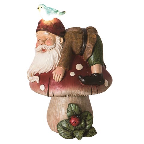 10.25 Inch Multicolor Spring Mushroom Gnome Decor Polyresin Decorative Object for Spring Home Decor
