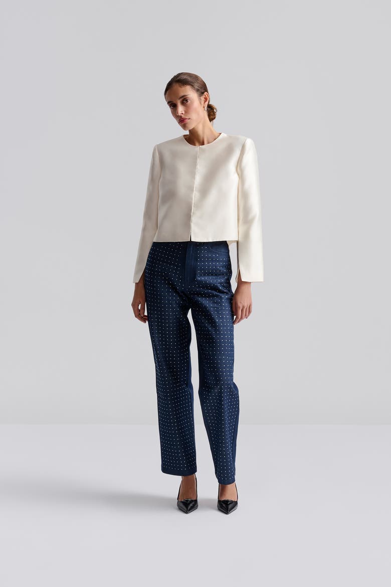Ruthie Cropped Long Sleeve Blouse, Alternate, color, Ivory
