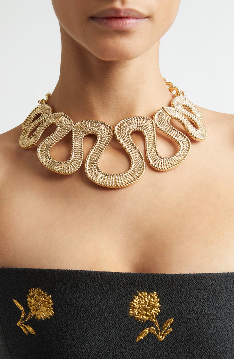 Carolina Herrera Geometric Collar Necklace, Alternate, color, Gold