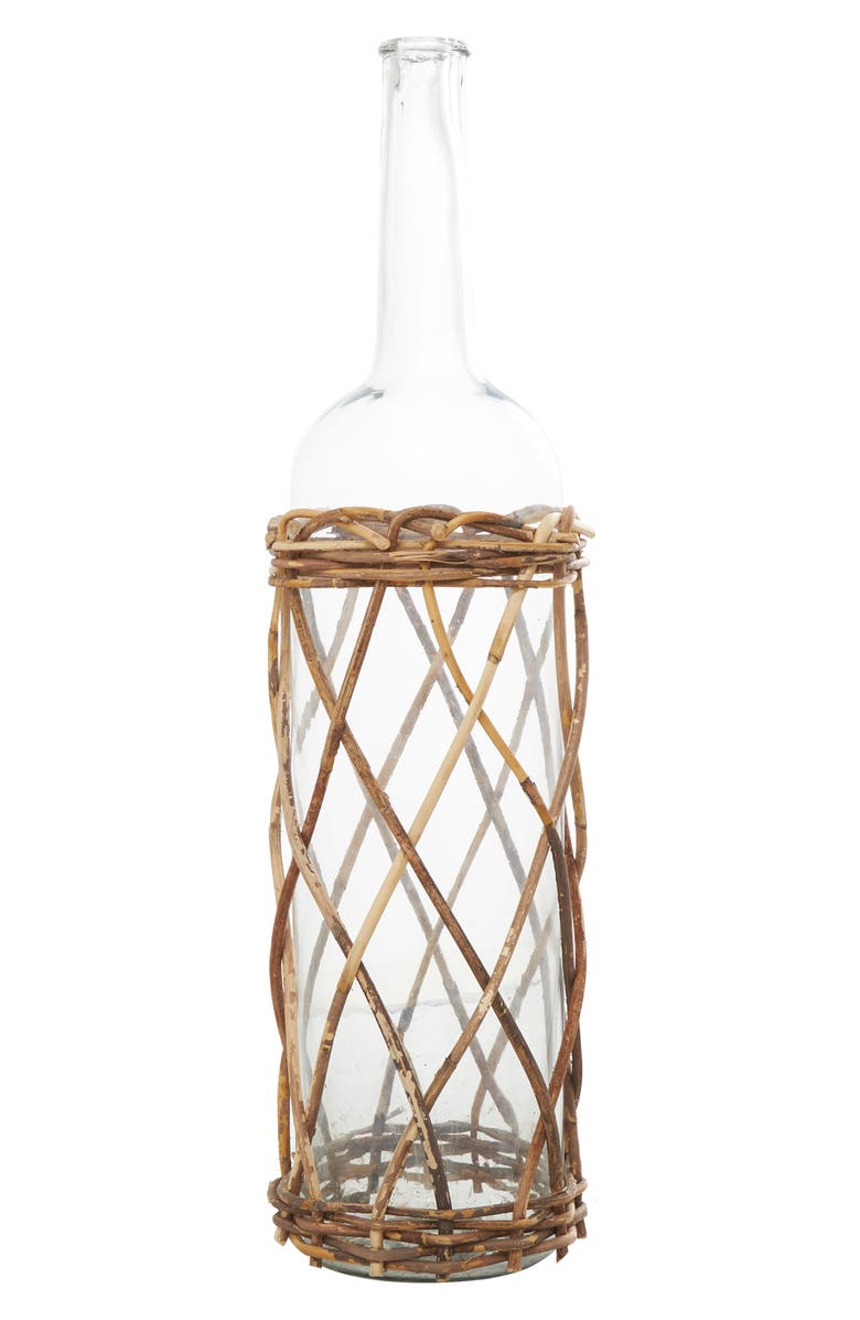 GINGER BIRCH STUDIO Tall Rattan Woven Glass Vase, Main, color,