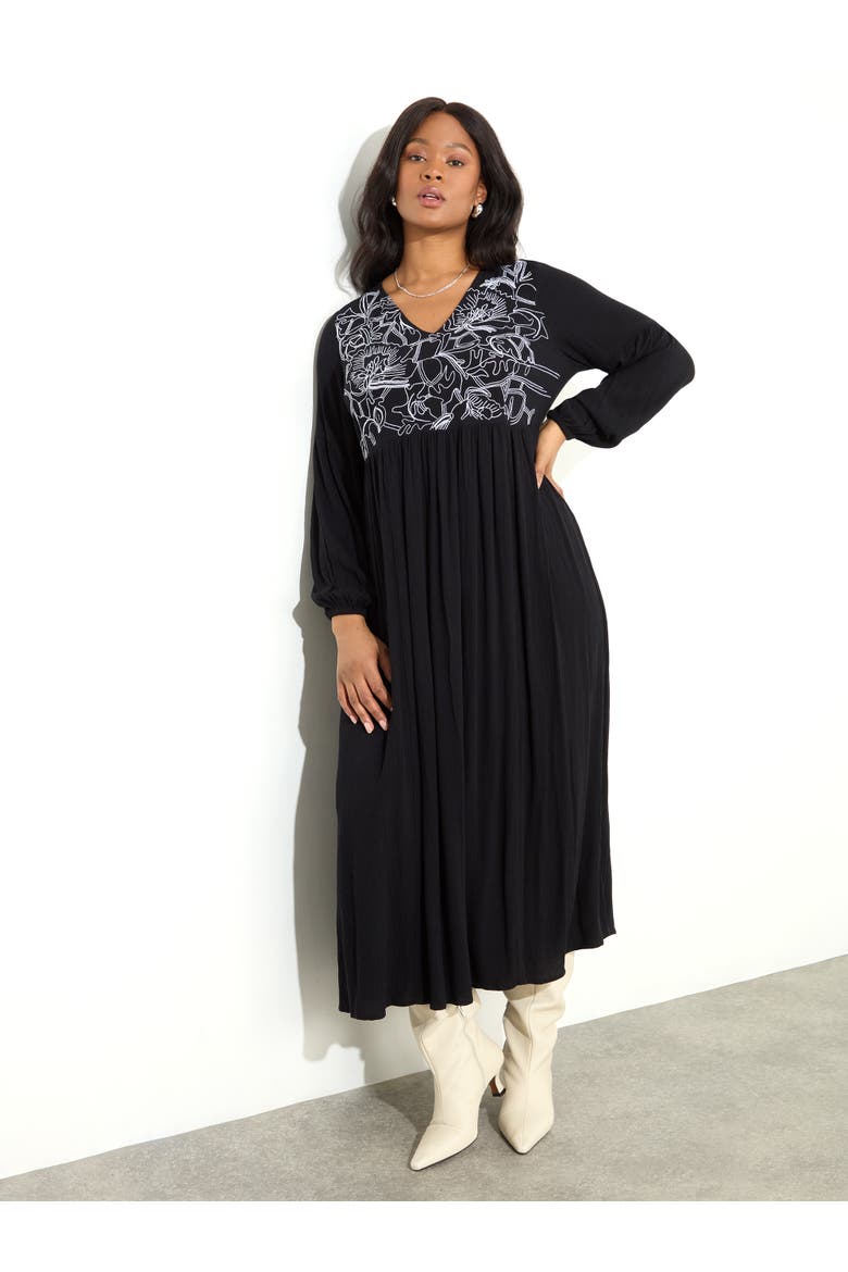 Embroidered Crinkle Dress, Main, color, Black