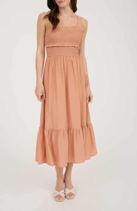 Blu Pepper Bow Tie Smocked Midi Sundress