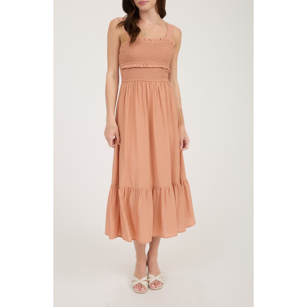 BLU PEPPER BLU PEPPER BOW TIE SMOCKED MIDI SUNDRESS