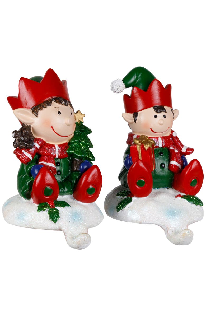 Northlight Festive Elves Christmas Stocking Holders - 5" - Set of 2, Alternate, color, Red