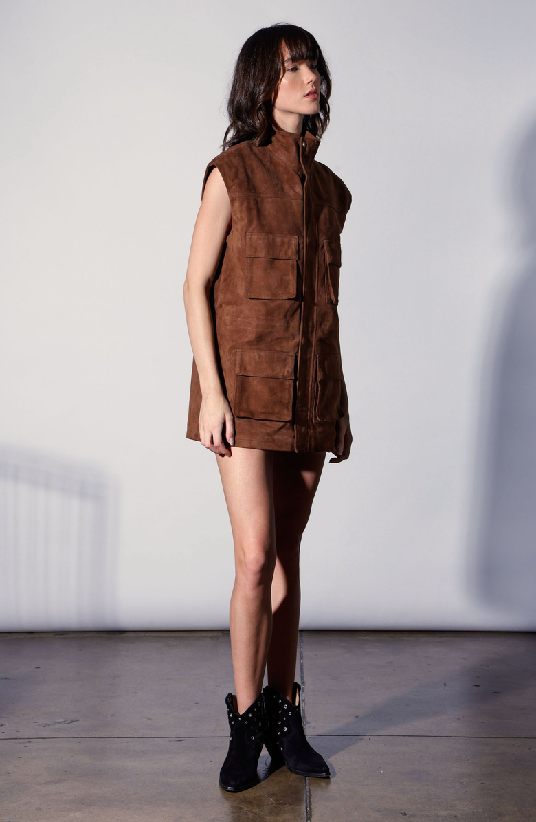Walter Baker Renata Suede Vest, Alternate, color, Chestnut Suede