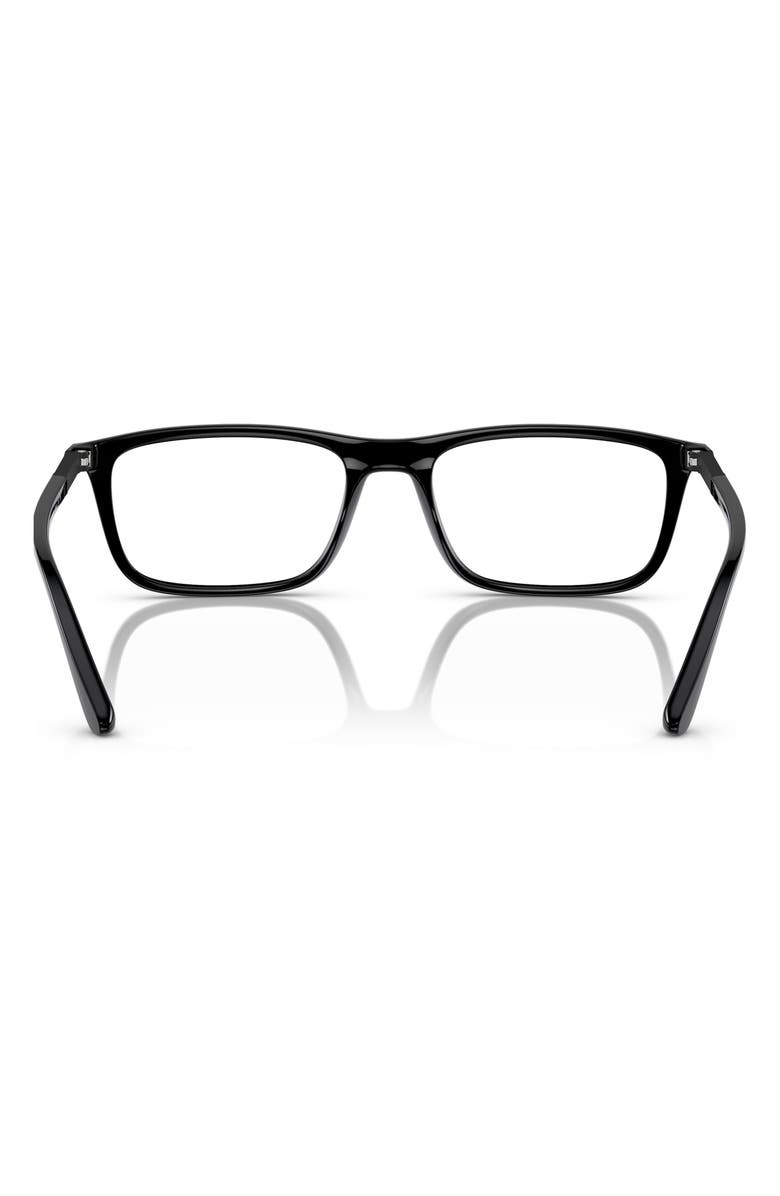 Emporio Armani 55mm Rectangular Glasses, Alternate, color, Shiny Black / Clear