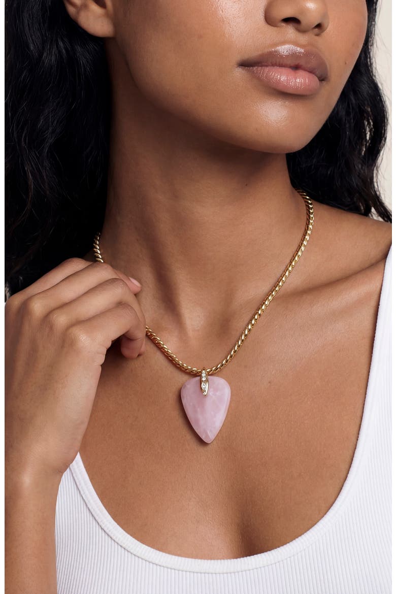 Solstice Pendant Choker Necklace, Alternate, color, ROSE QUARTZ