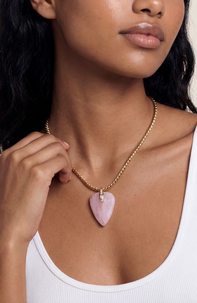 Ettika Solstice Pendant Choker Necklace, Alternate, color, Rose Quartz