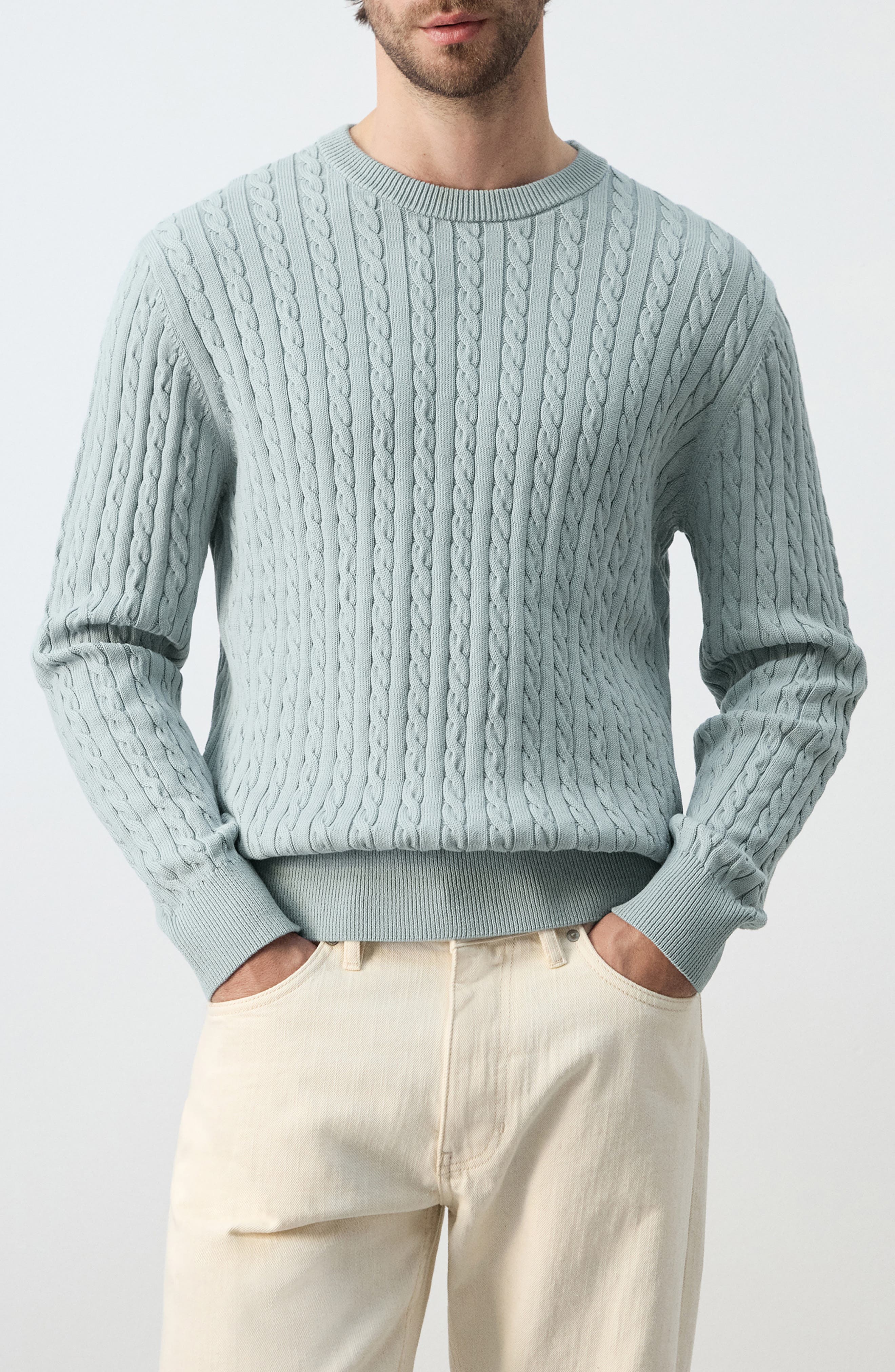 Crewneck Cable Stitch Sweater - image 3