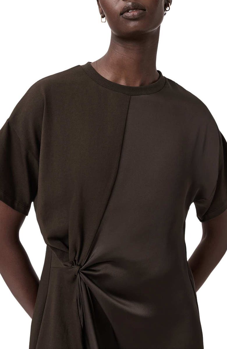 AllSaints Lana Lace Hem Minidress, Alternate, color, Bottle Brown