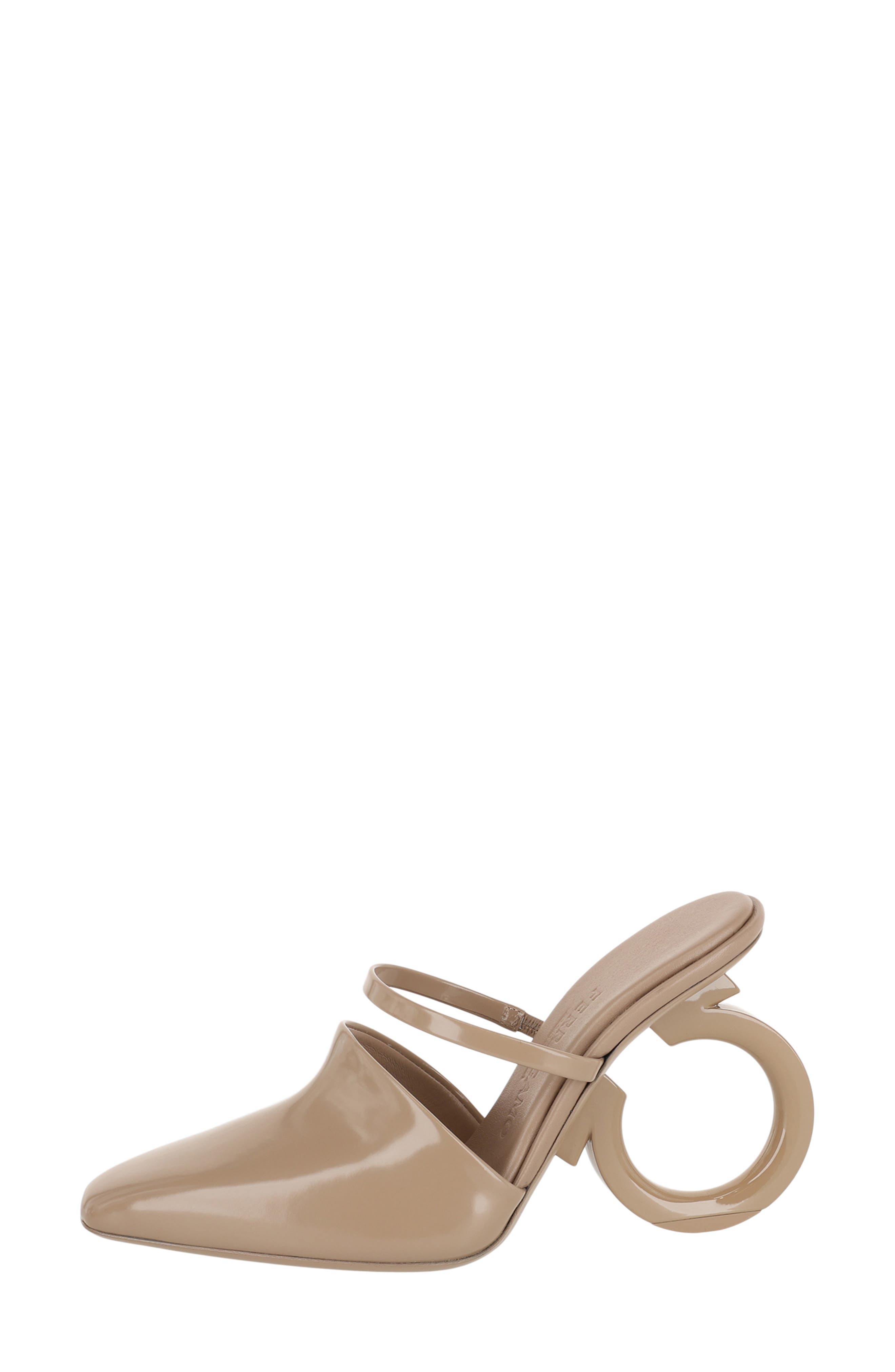Gancini Heel Mule Pump, Alternate, color, BEIGE KHAKI
