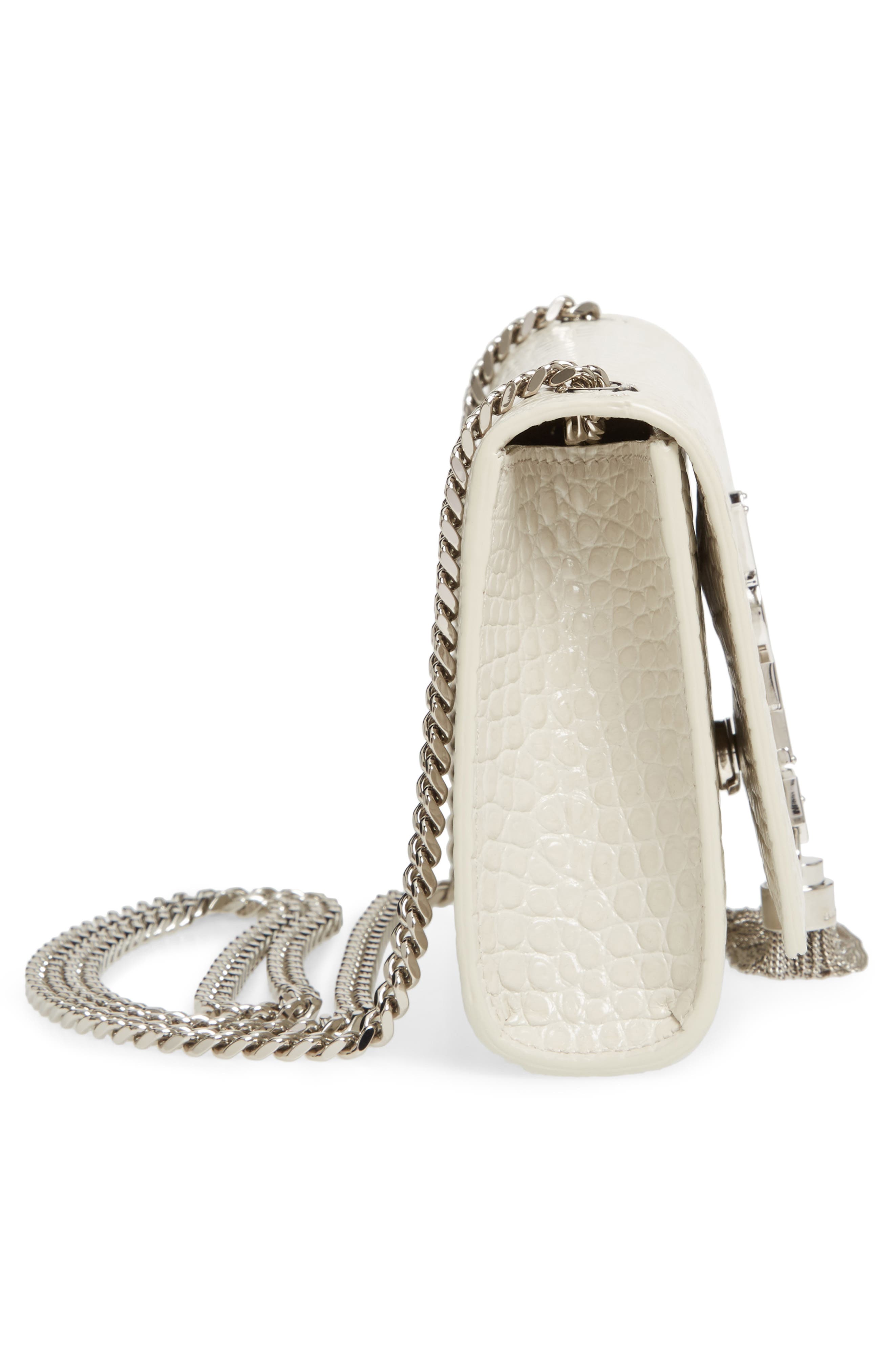 Small Kate Croc Embossed Leather Shoulder Bag, Alternate, color, BLANC VINTAGE