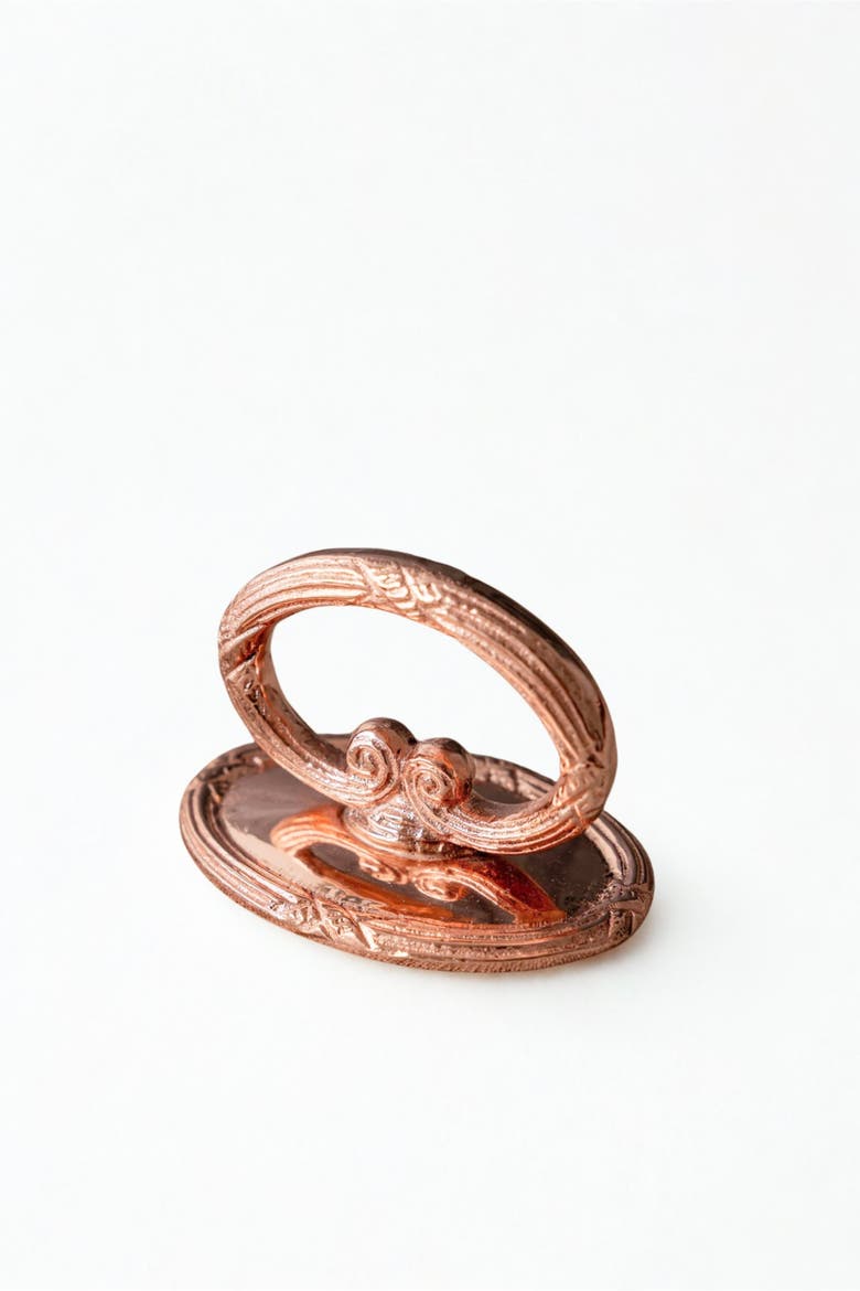 Vintage Inspired Copper Napkin Rings with Embossed Cross & Bow Pattern - Set of 4, Alternate, color, Copper