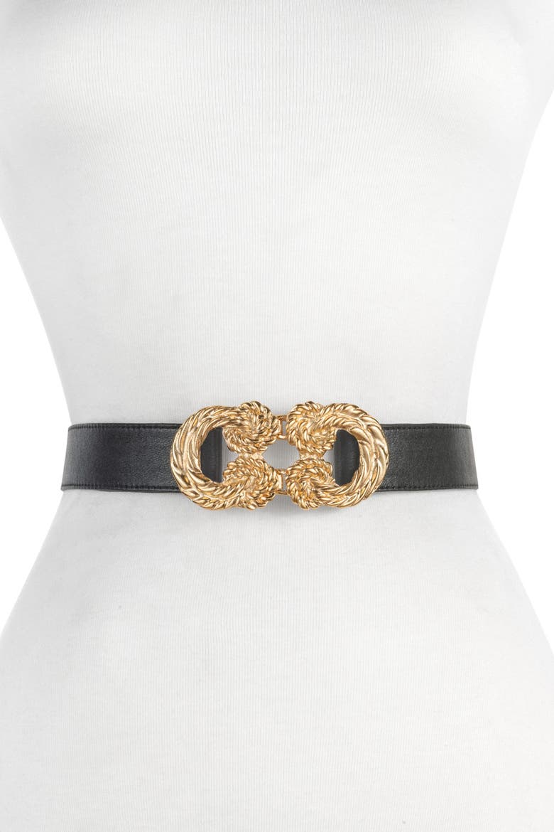 Sharon C Knot Buckle Belt, Main, color, BLACK