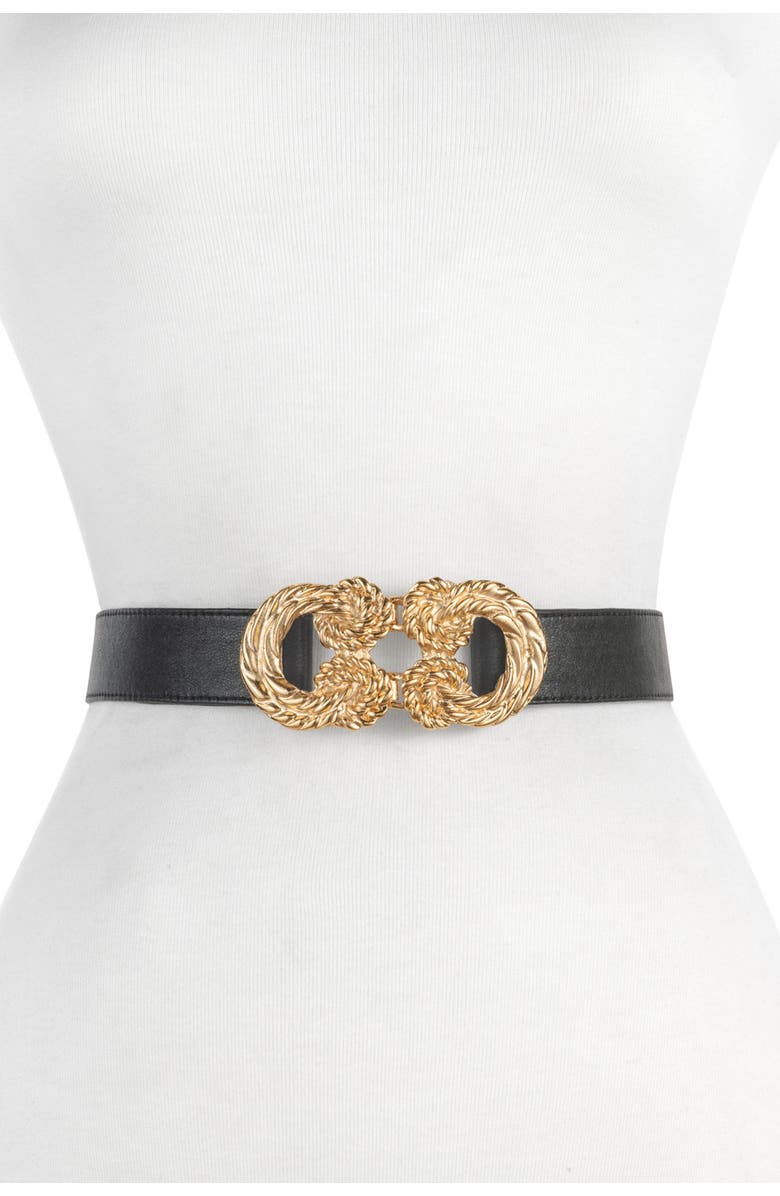 Raina Sharon C Knot Buckle Belt, Main, color, Black