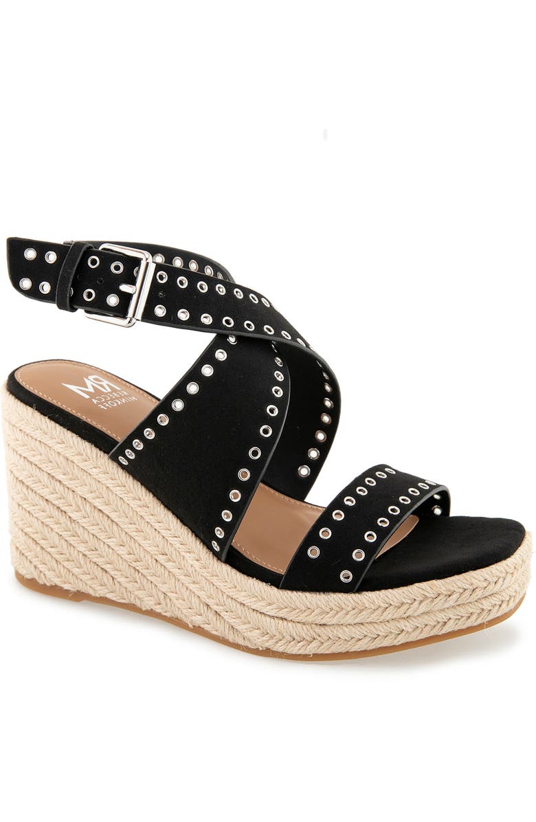 Rebecca Minkoff Gemma Wedge Espadrille Sandal, Main, color, Black
