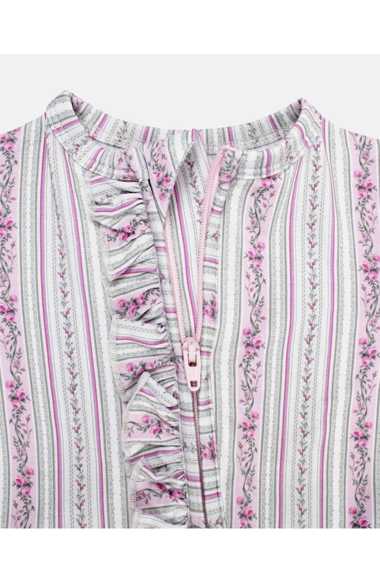 Lev Baby Victorian Floral Ruffled Zippered Footie, Alternate, color, Pink