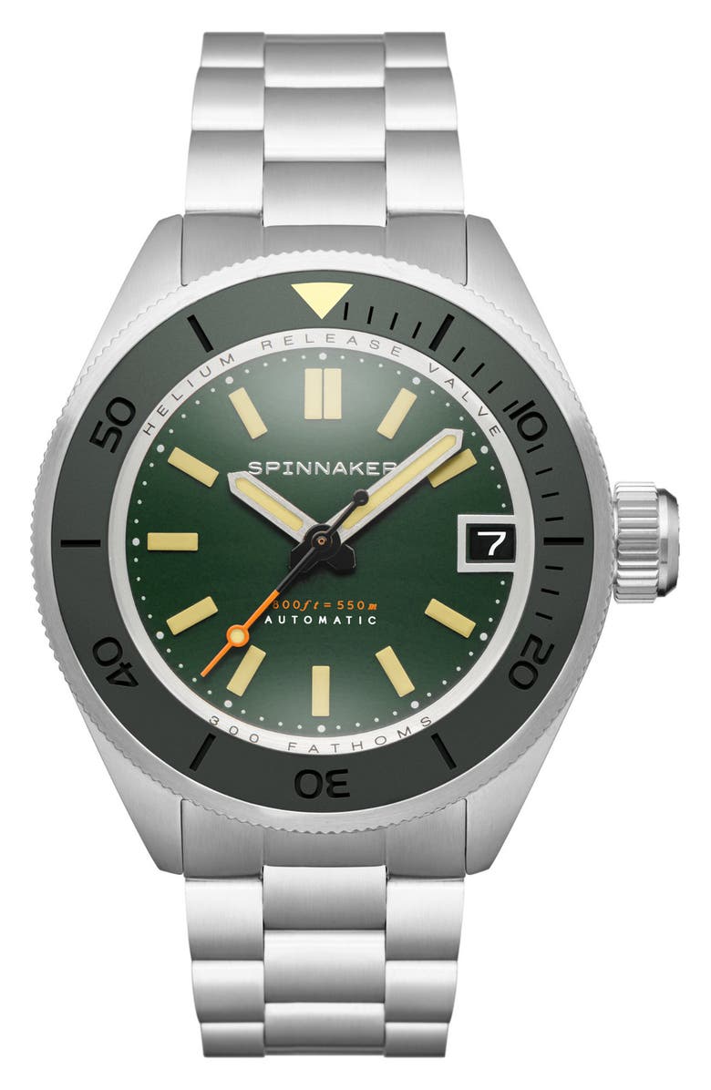 SPINNAKER Piccard Automatic Bracelet Watch, 45mm, Main, color, Green