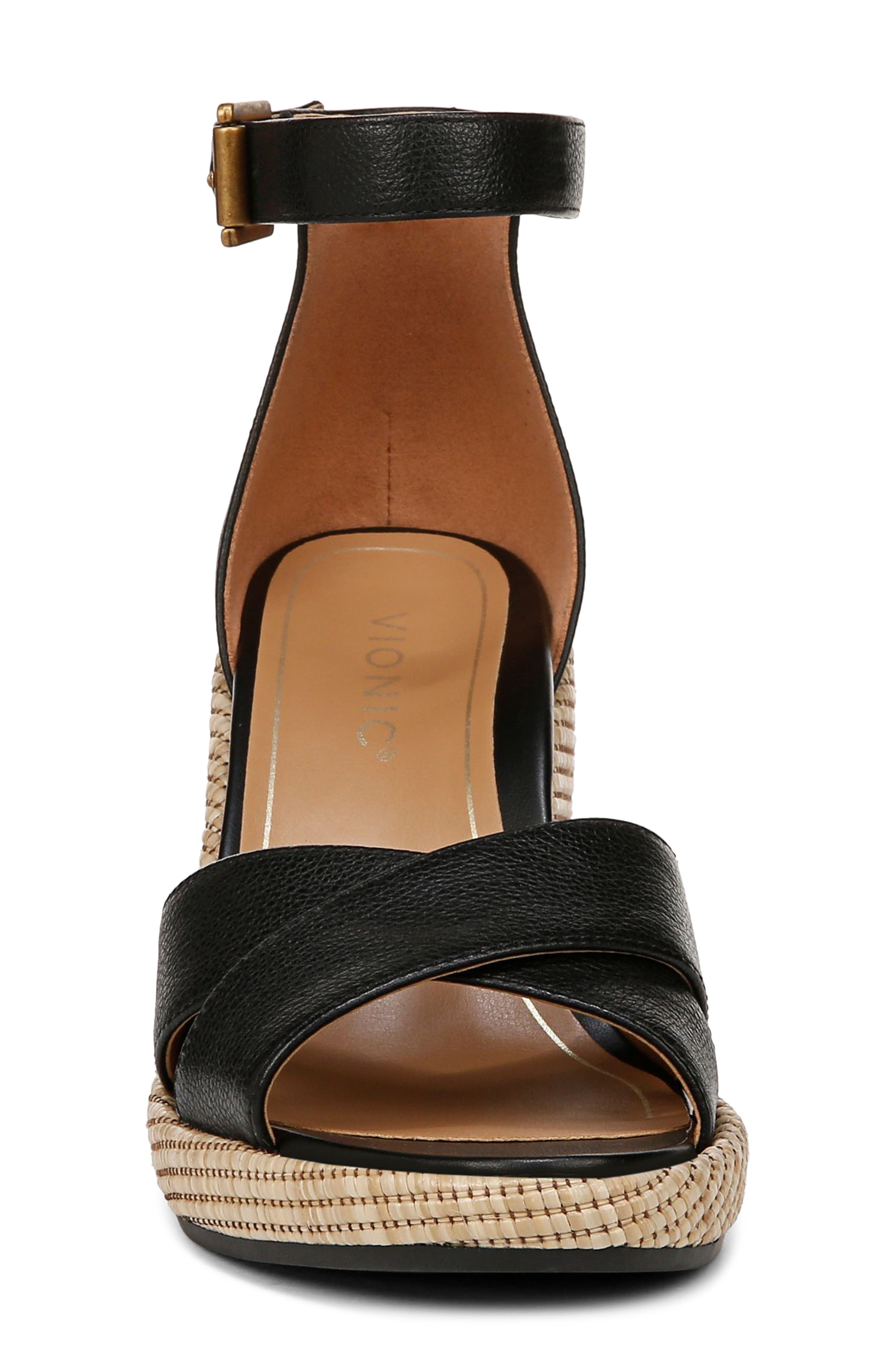 Vionic Marina Ankle Strap Wedge Sandal, Alternate, color, Black