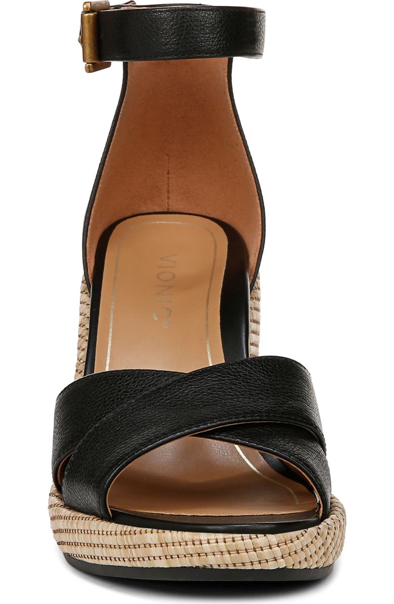 Vionic Marina Ankle Strap Wedge Sandal, Alternate, color, Black