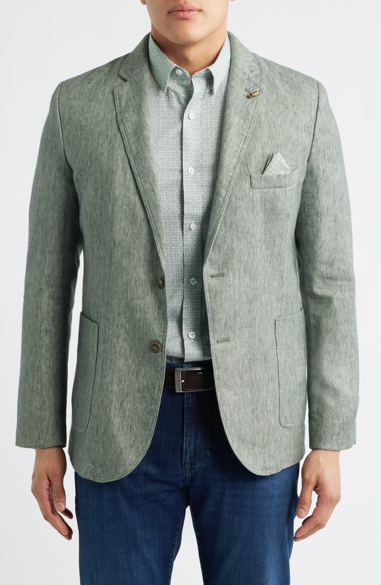 Johnston & Murphy Conley Linen Blend Blazer, Main, color, Sage Washed Linen