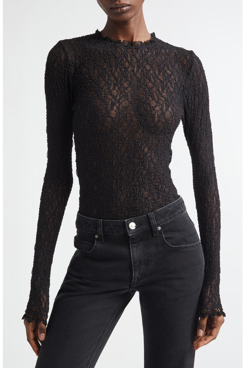 Brany Stretch Lace Top, Main, color, BLACK