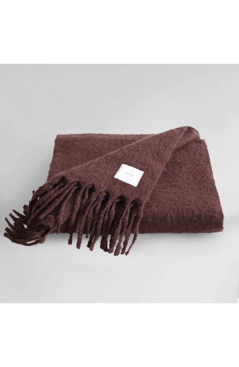 Calvin Klein Home Faux Mohair Throw Blanket, Alternate, color, Dark Red