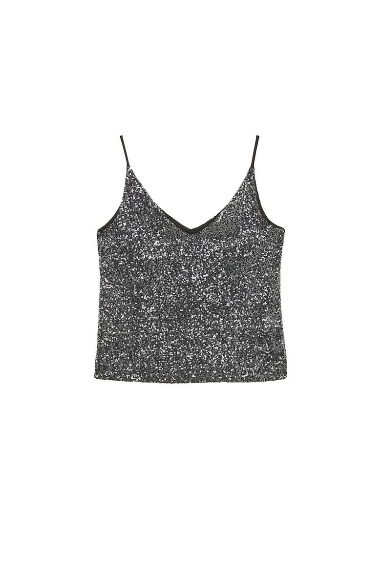 Top With Sequins, Alternate, color, Metallic Silver