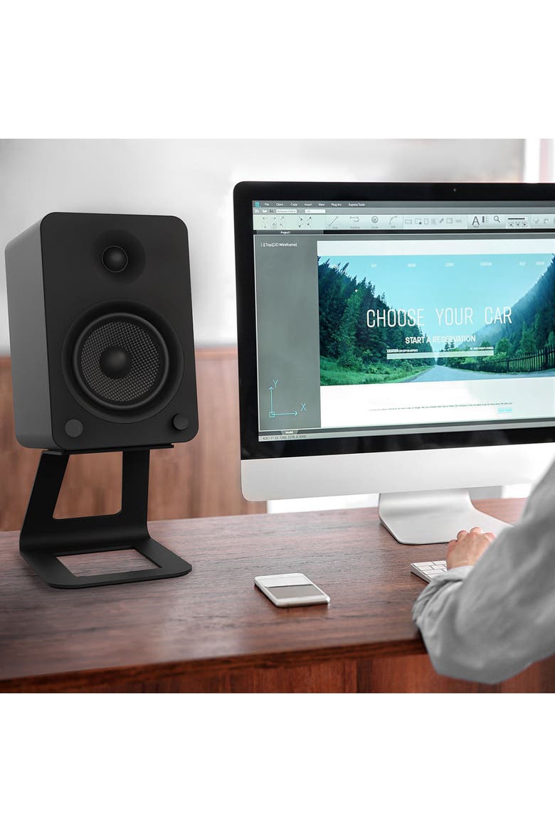 YU6 Powered Bookshelf Speakers with Built-In Bluetooth - Pair, Alternate, color, Matte Black