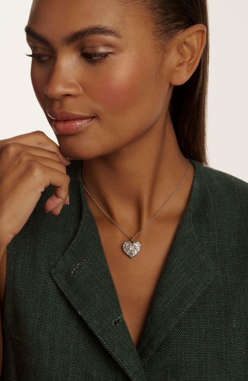 Ted Baker Cherish Crystal Cluster Heart Locket Necklace In Silver Tone Clear Crystal