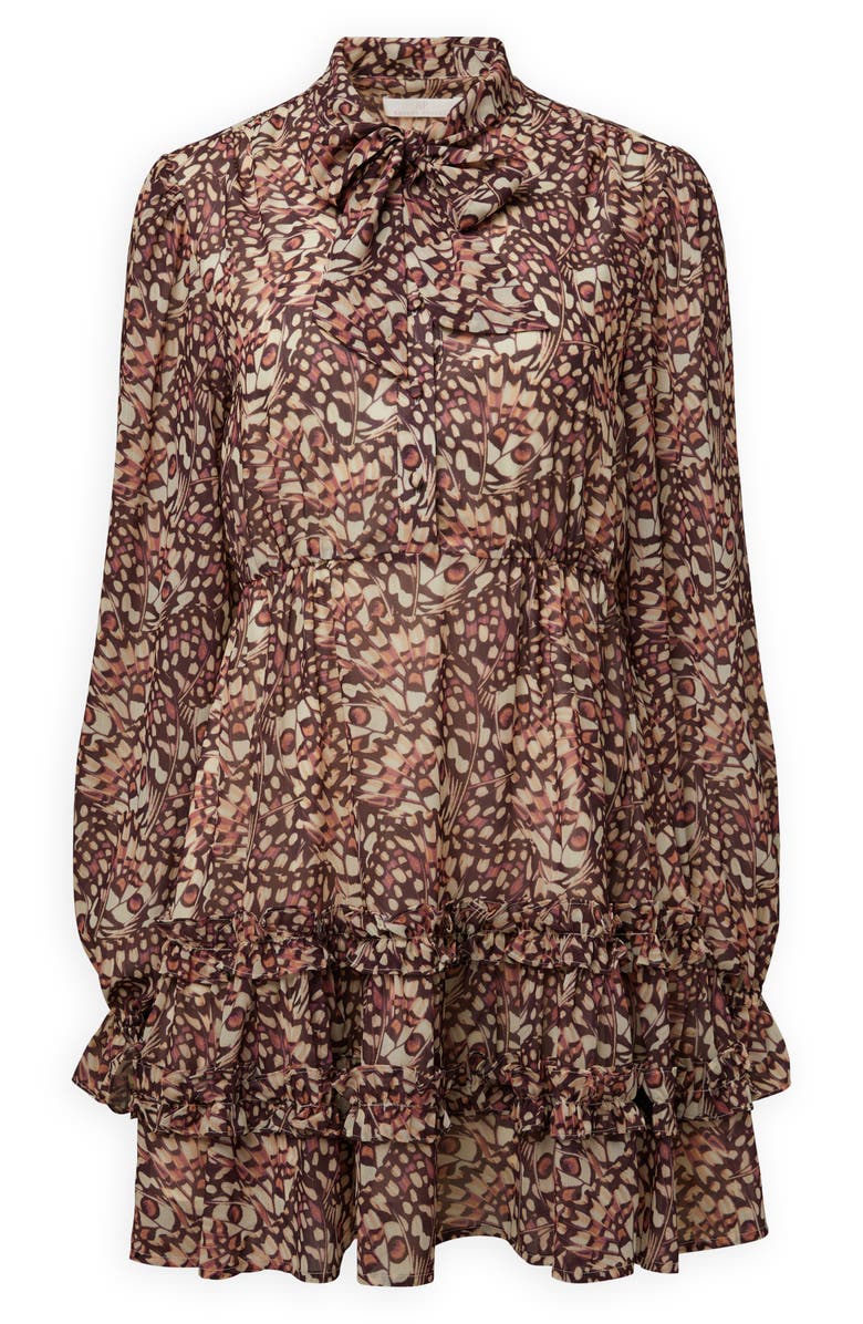 Rachel Parcell Butterfly Print Long Sleeve Chiffon Mini Shirtdress, Alternate, color, 