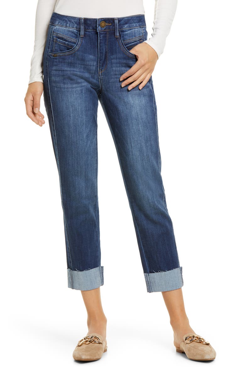 Ab-Solution High Waist Ankle Straight Leg Jeans (Nordstrom Exclusive), Main, color, BLUE
