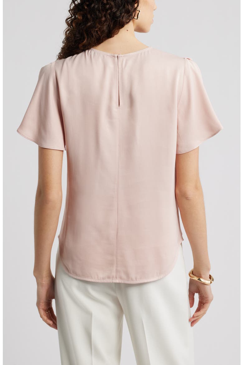 Flutter Sleeve Satin Top, Alternate, color, PINK SMOKE