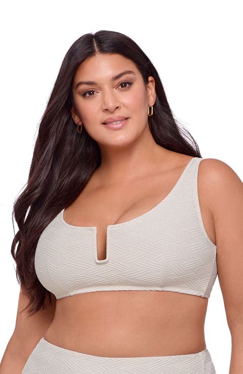 Supportive and Sculpting Basket Weave Scoop Back Cutout U-Wire Bikini Swimsuit Top