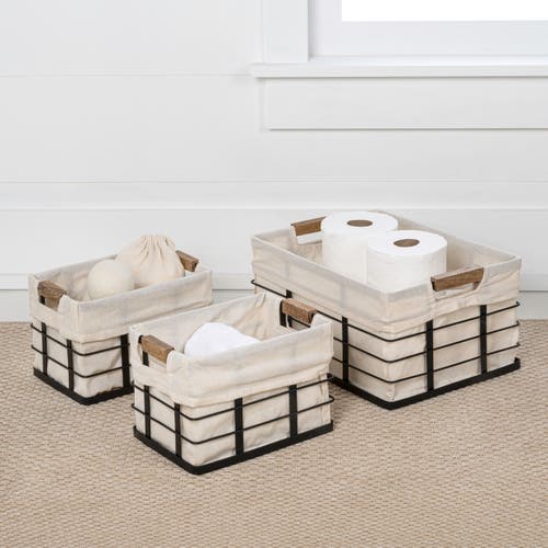 Happimess Callan Vintage Industrial Handmade Wire Metal Nesting Storage Baskets With Wood Handles An In Neutral