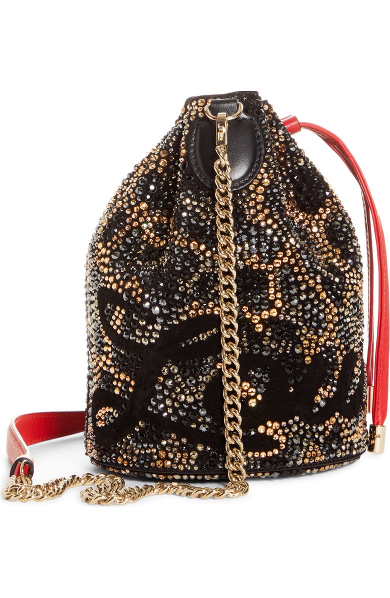 Christian Louboutin Marie Jane Crystal Leopard Print Bucket Bag, Alternate, color,
