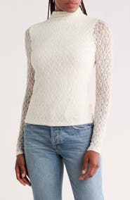 NORDSTROM RACK Lace Long Sleeved Mock Neck Top