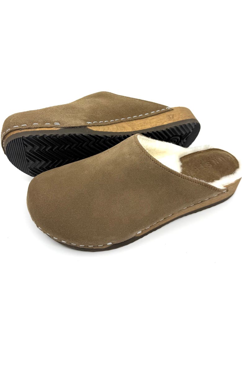 KUNSTEN Ella Genuine Shearling Lined Clog, Alternate, color, Umber