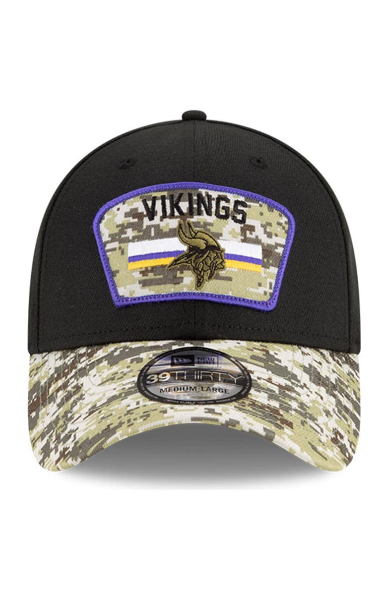 New Era Men's New Era Black/Camo Minnesota Vikings 2021 Salute To Service 39THIRTY Flex Hat, Alternate, color,