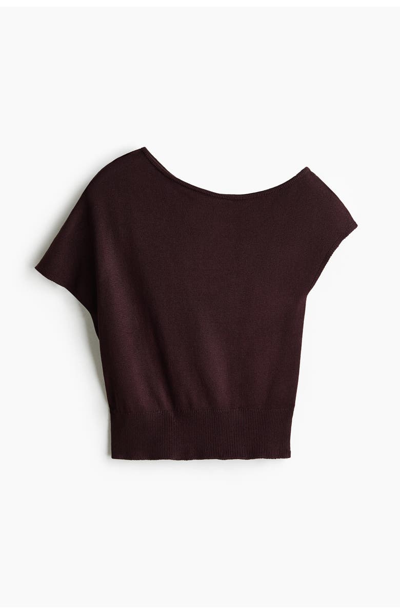 H&M Fine-knit One-shoulder Top, Main, color, Dark Brown
