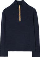 Burberry Check Trim Wool Half-zip Sweater