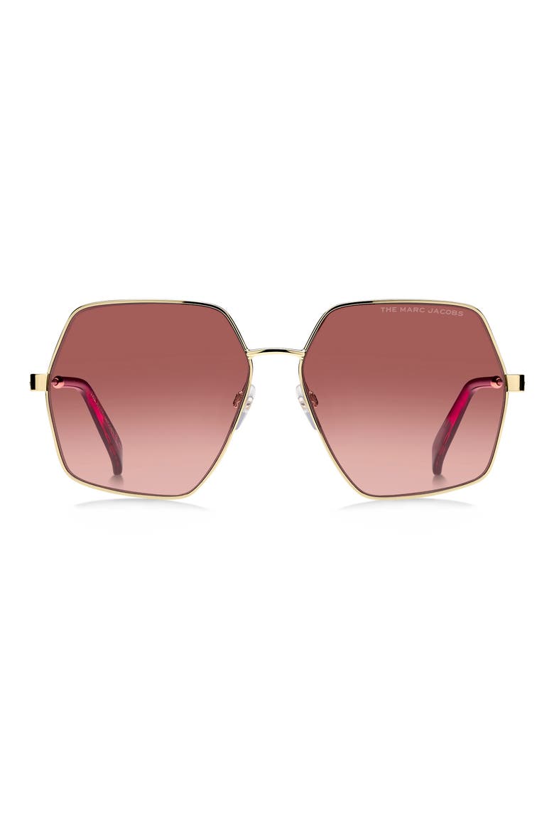 59mm Square Sunglasses, Main, color, GOLD / BURGUNDY SHADED