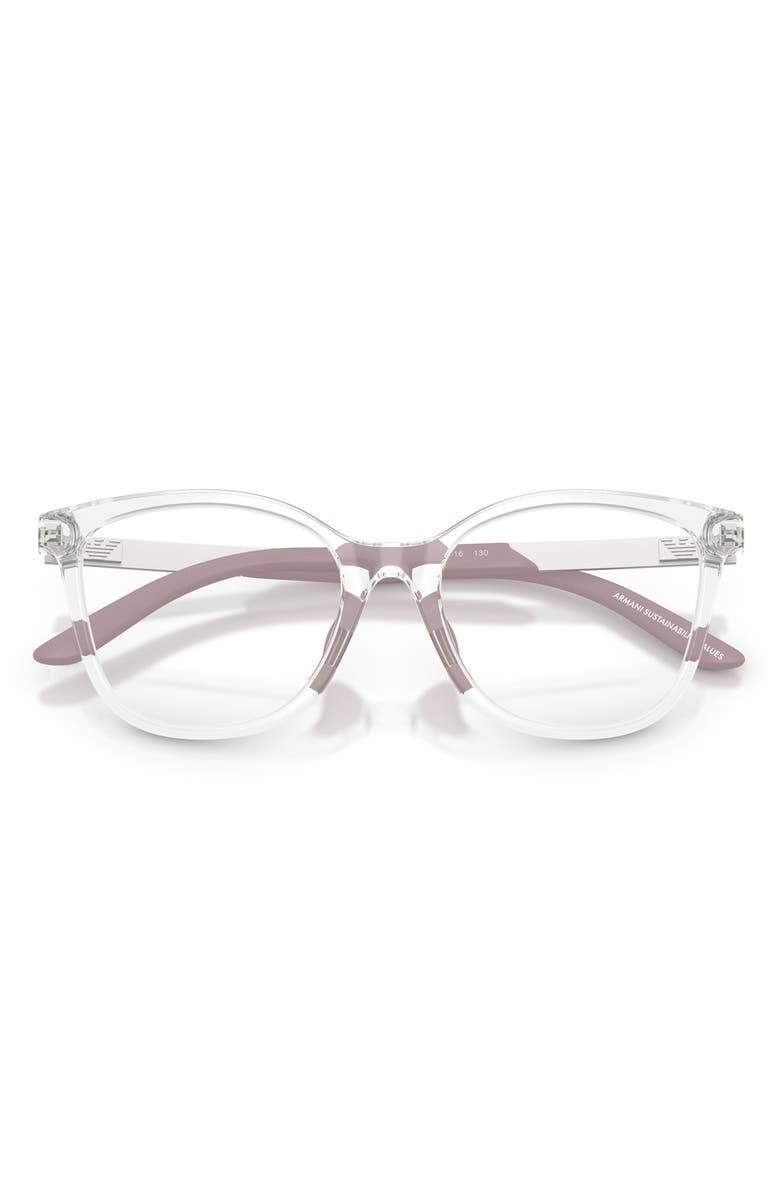 Emporio Armani Kids' 48mm Butterfly Optical Glasses, Alternate, color, Shiny Crystal / Demo Lens