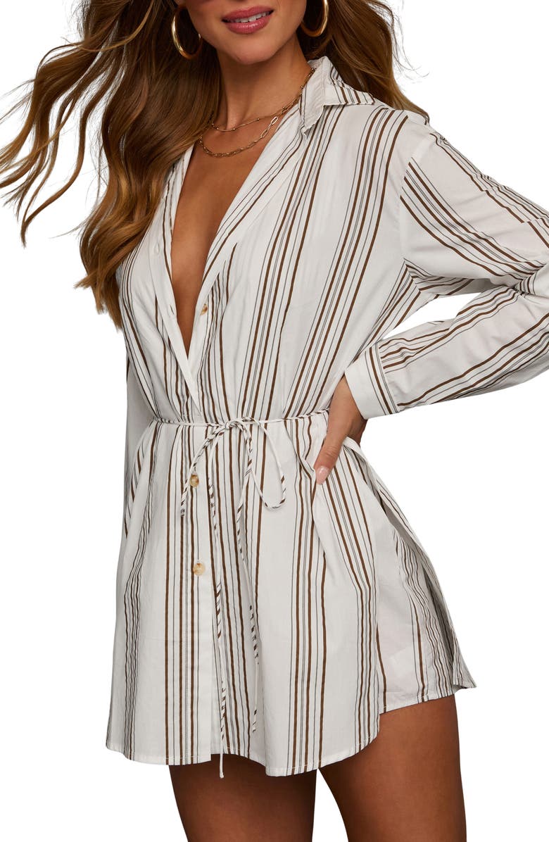 VICI Collection Charlie Stripe Waist Tie Romper, Alternate, color, 