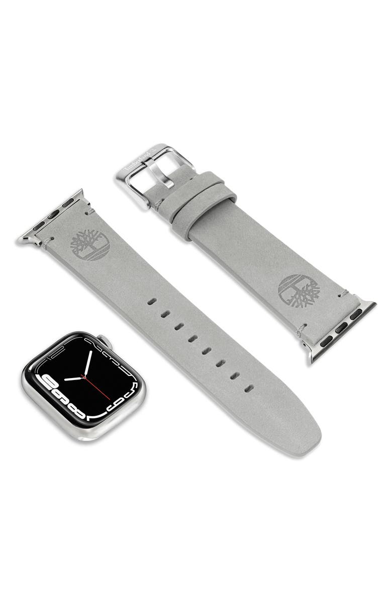 Timberland Leather 22mm Smart Watch Watchband, Alternate, color, Gray