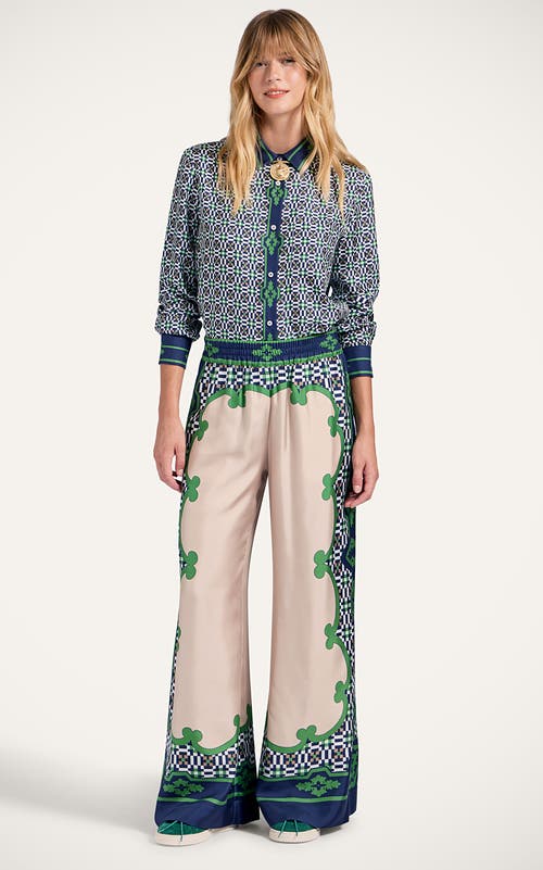 La Doublej Printed Silk Twill Palazzo Pants In Multi