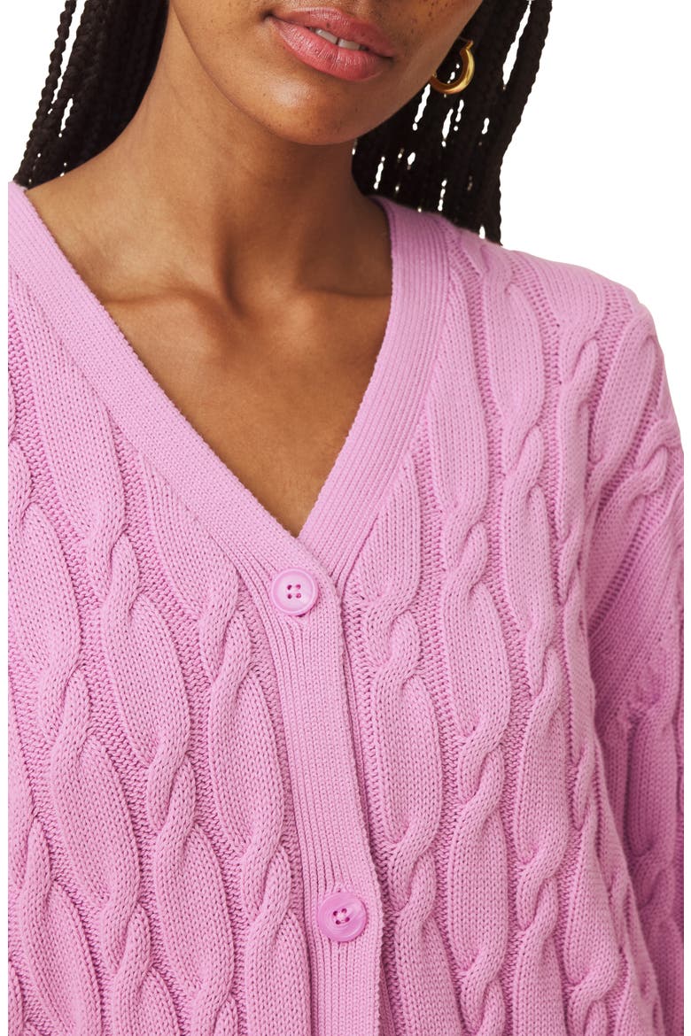 Rubi Cable Knit Cardigan, Alternate, color, BLUSH PINK